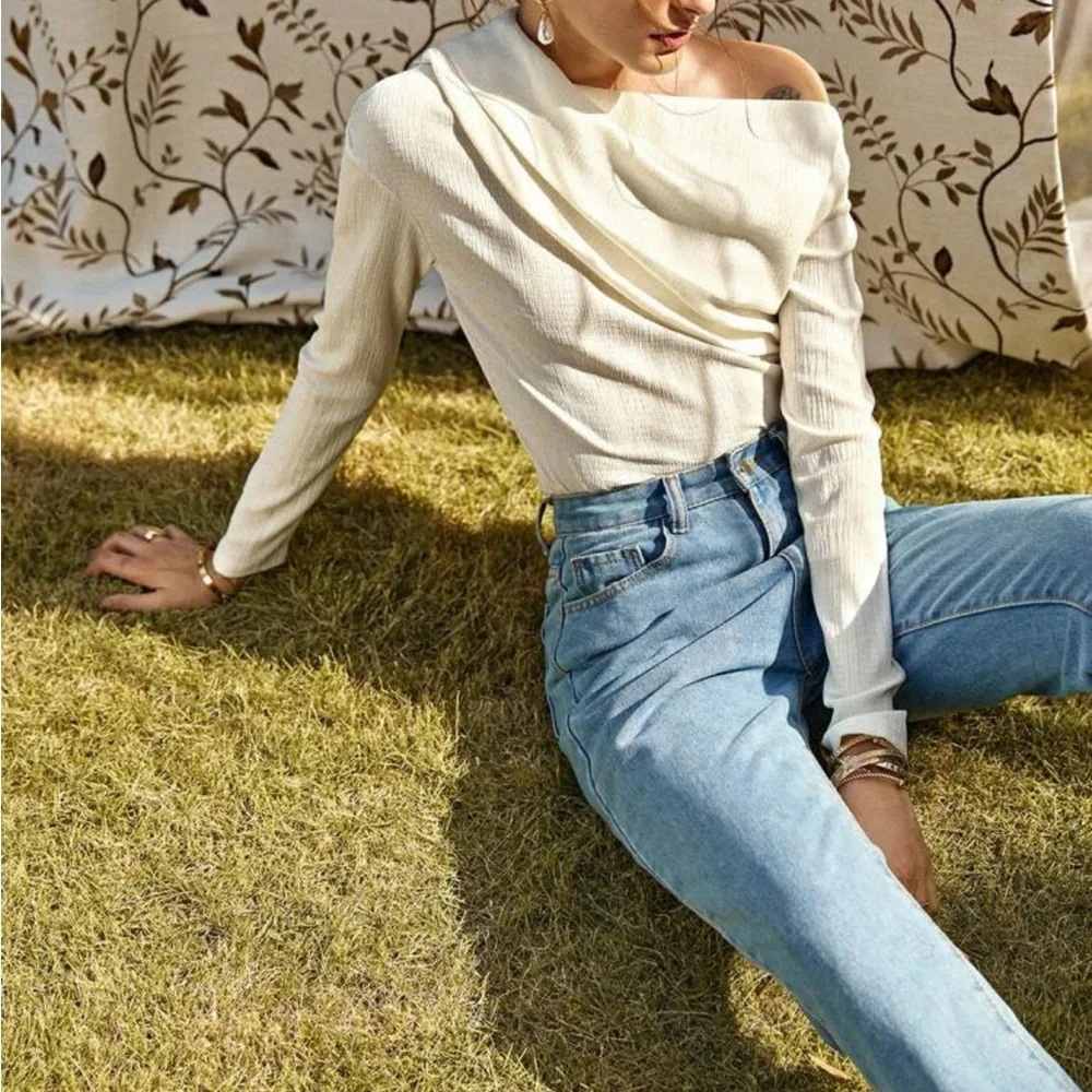 Luxe asymmetrical neck blouse